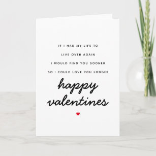 Romantic Love You Longer Heart Poem Valentines Day Card