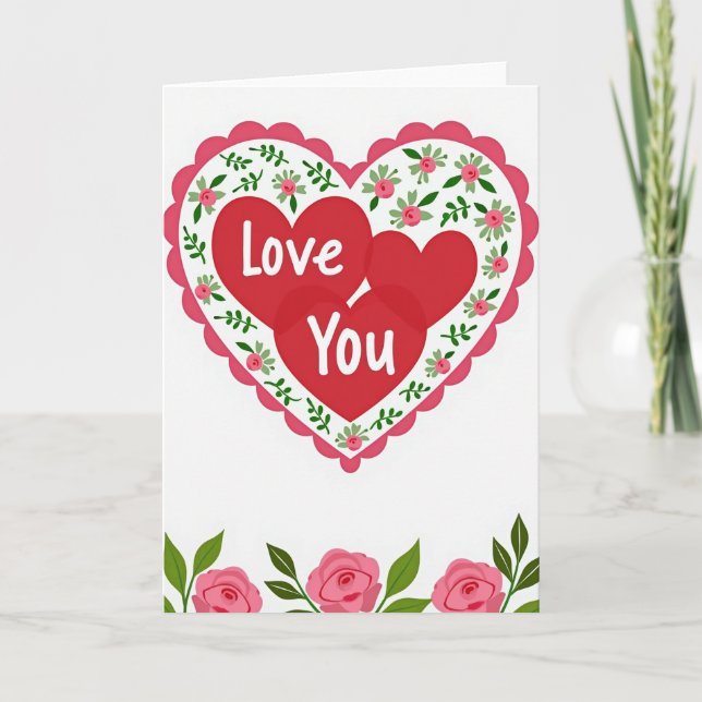 Romantic Love You Rose Card (Front)