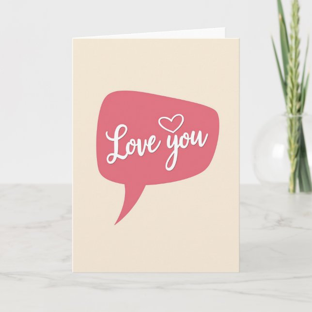 Romantic Love You Script Heart Card (Front)
