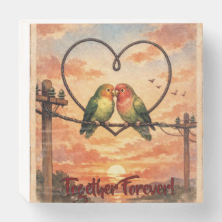 Romantic Lovebirds Customizable Wooden Box Sign