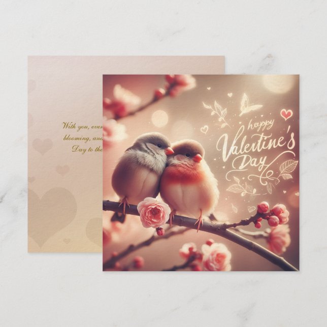 Romantic Lovebirds Valentine's Day Card – Cute & E (Front/Back)