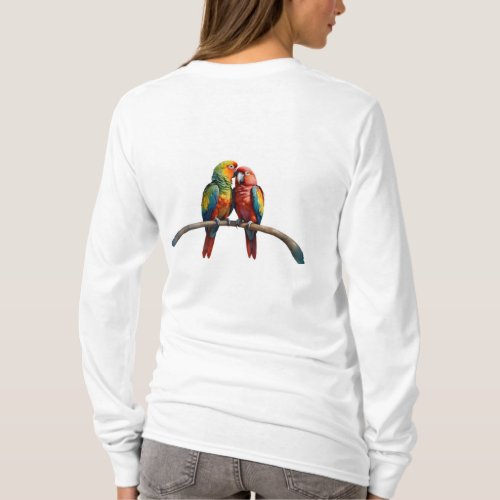 Romantic Lovebirds Watercolor Clip Art T_Shirt