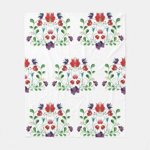 Romantic Lovers Heart Shaped Folk Fleece Blanket