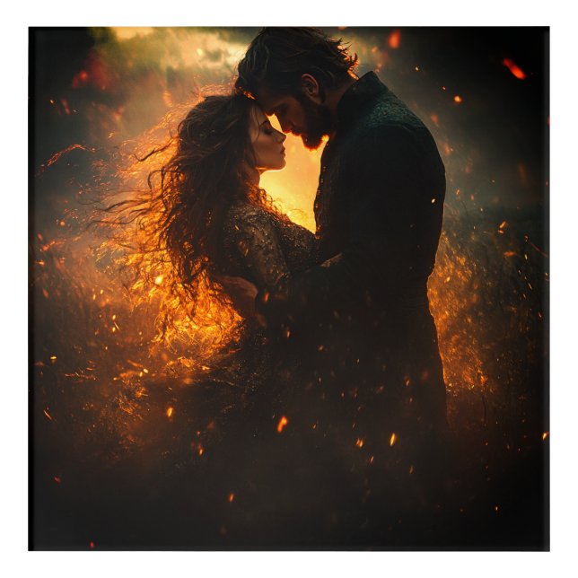 Romantic Lovers in the Storm Acrylic Print (Front)