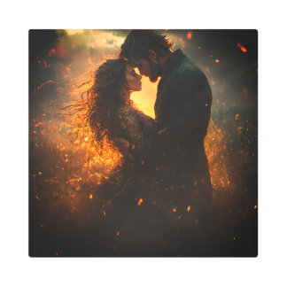 Romantic Lovers in the Storm Metal Print