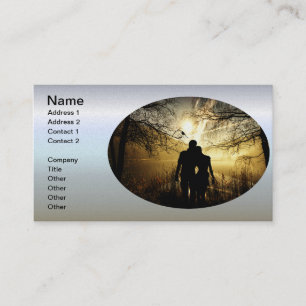 Romantic Lovers Silhouette at Sunset Business Card