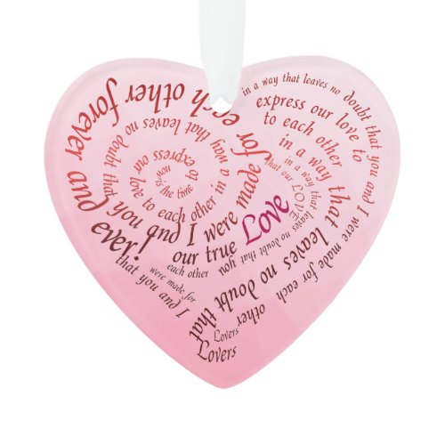 Romantic Lovers Vow Calligraphy Heart Ornament