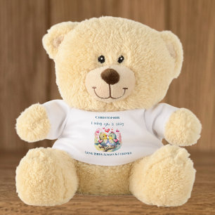 Romantic Loving you name cute birds blue Teddy Bear