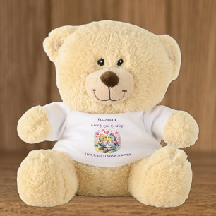 Romantic Loving you name cute birds purple Teddy Bear