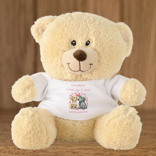 Romantic Loving you name cute dogs pink Teddy Bear
