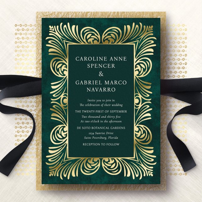 Romantic Luxurious Baroque Wedding Foil Invitation (Creator Uploaded)