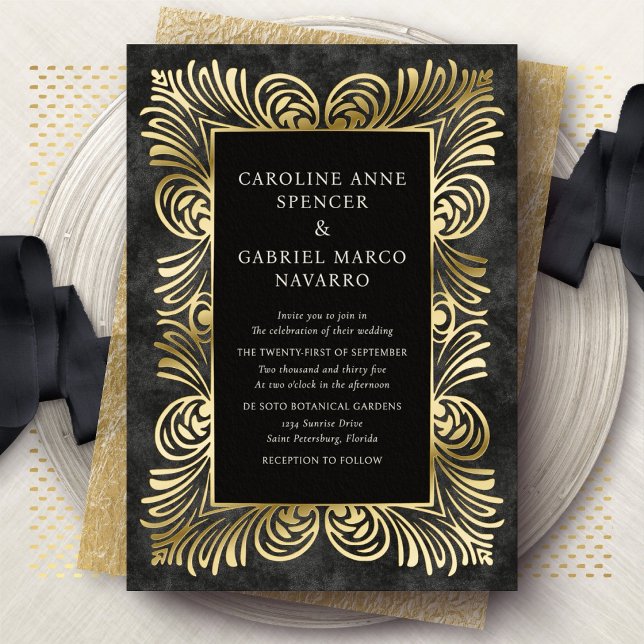 Romantic Luxurious Baroque Wedding Foil Invitation (Creator Uploaded)