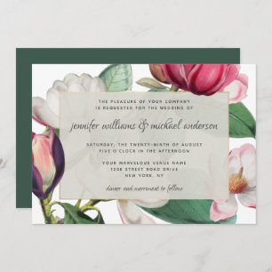Romantic Magnolia Blossoms Elegant Floral Invitation