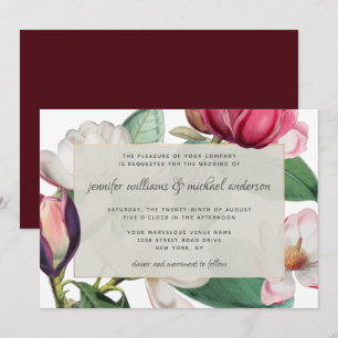 Romantic Magnolia Blossoms Elegant Floral Invitation