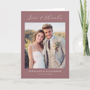 Romantic Maroon Classic Photo Letterpress Thank You Card