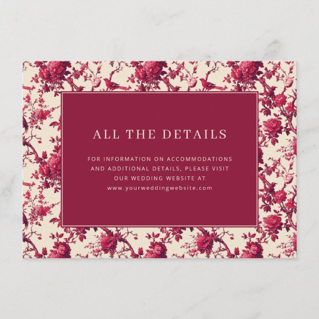 Romantic Maroon Floral Enclosure Card (Front)