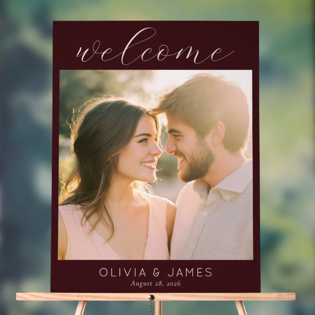 Romantic Maroon Photo Acrylic Sign (Neutral)