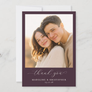 Romantic Maroon Photo Thank You Card