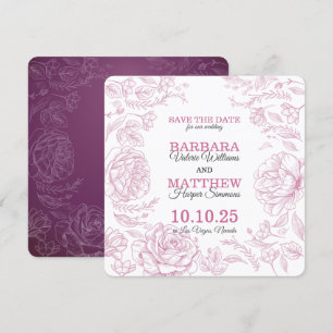 Romantic Maroon & White Save The Date Card