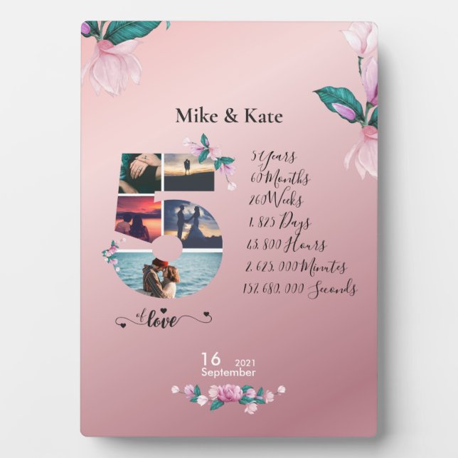 Romantic Married Couple Anniversary Photo collage  Plaque (Front)