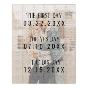 Romantic Married Couple Dates Picture Typography Jigsaw Puzzle