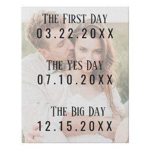 Romantic Married Couple Dates Picture Typography P Faux Canvas Print