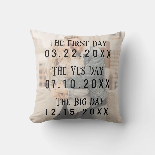 Romantic Married Couple Dates Picture Typography Throw Pillow (Front)