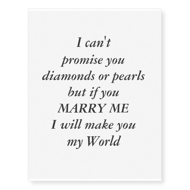 Romantic Marry Me Poem Temporary Tattoos (Front)