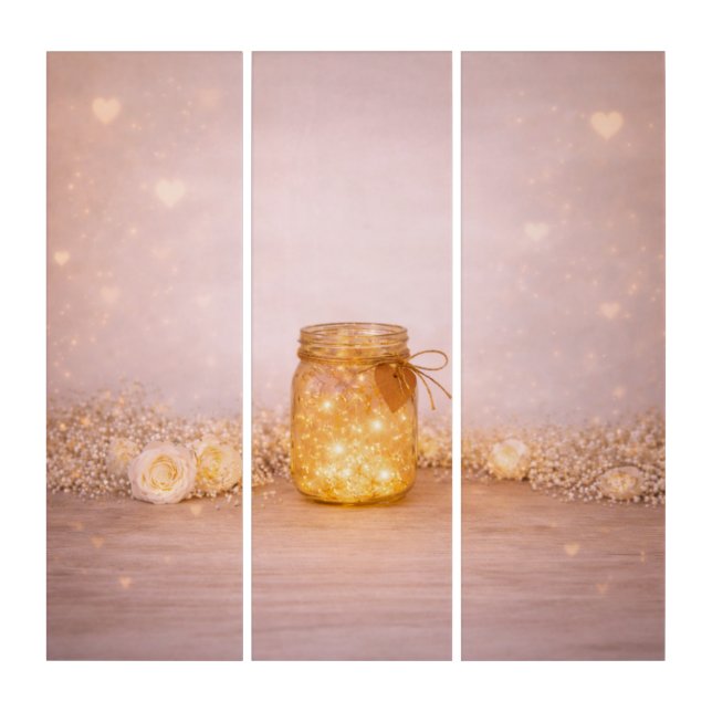 Romantic Mason Jar Fairy Light Wall Art (Front)