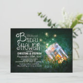 Romantic mason jar & fireflies bridal shower invitation (Standing Front)