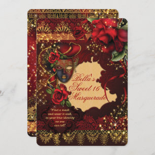 Romantic Masquerade Sweet 16 Party Invites