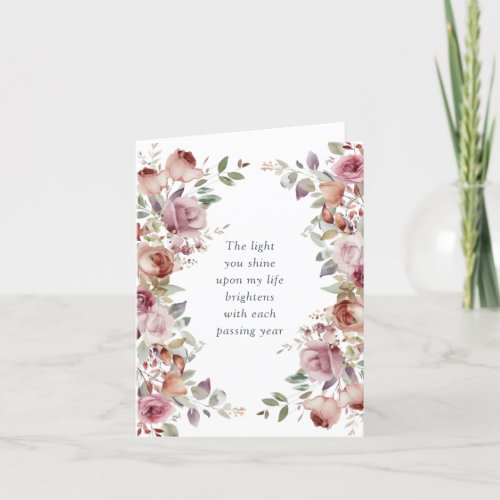 Romantic Mauve Floral Valentines Day  Holiday Card