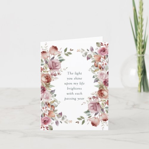 Romantic Mauve Floral Valentines Day  Holiday Card