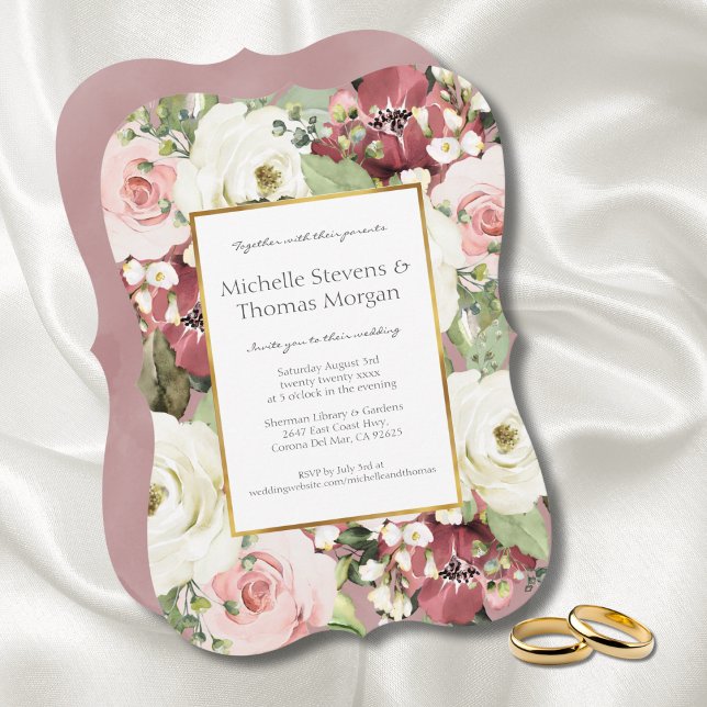 Romantic Mauve Pink White Greenery Weeding  Invita Invitation (Creator Uploaded)