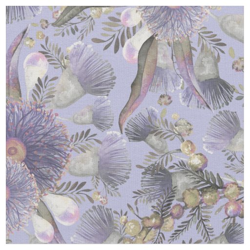 Romantic Mauve Wattle & Eucalyptus Fabric