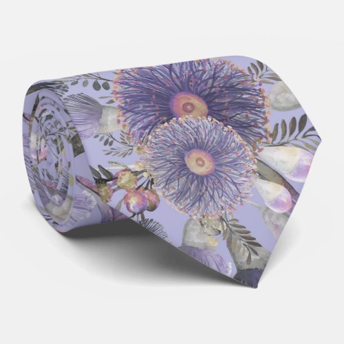 Romantic Mauve Wattle  Eucalyptus Neck Tie