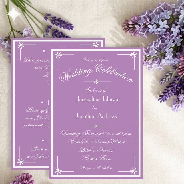 Romantic Mauve Wedding White Frame & Script Invitation (Lovely, Perfect in the right setting.)
