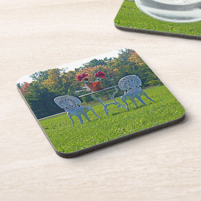 Romantic Meadow of Love Garden Table Flowers Beverage Coaster (Left Side)