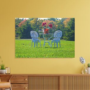 Romantic Meadow of Love Garden Table Flowers Canvas Print