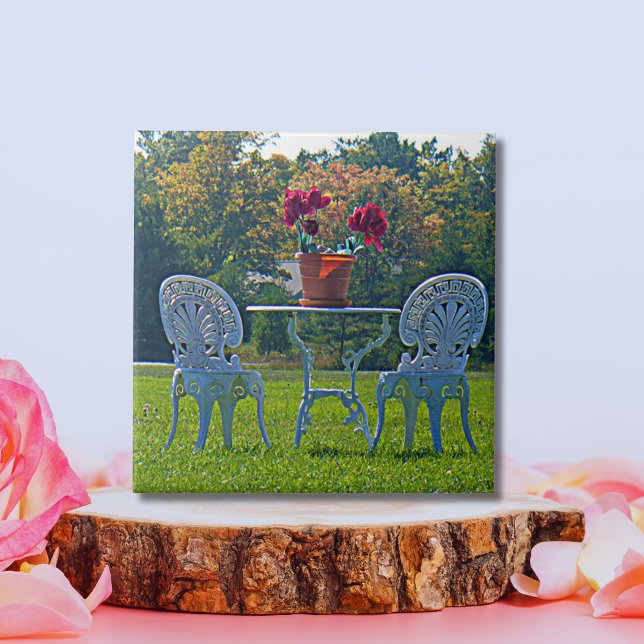 Romantic Meadow of Love Garden Table Flowers Tile (Meadow of Love Tile)