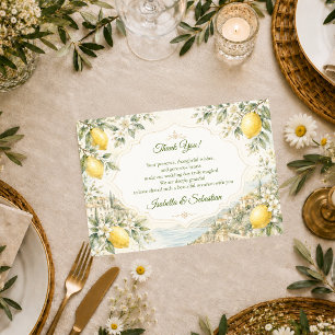 Romantic Mediterranean Wedding Thank You Card