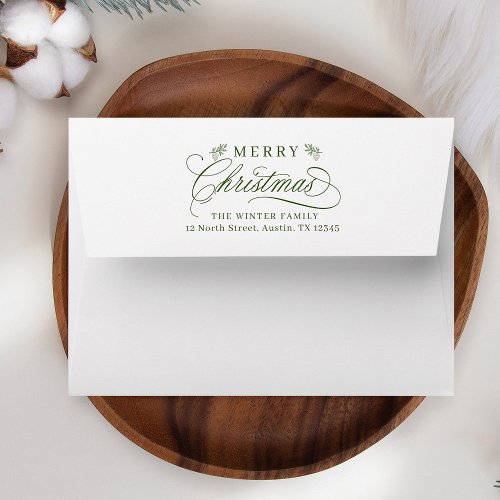 Romantic Merry Christmas Return Address  Envelope