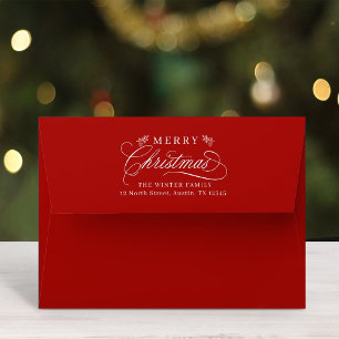 Romantic Merry Christmas Return Address Red Envelope