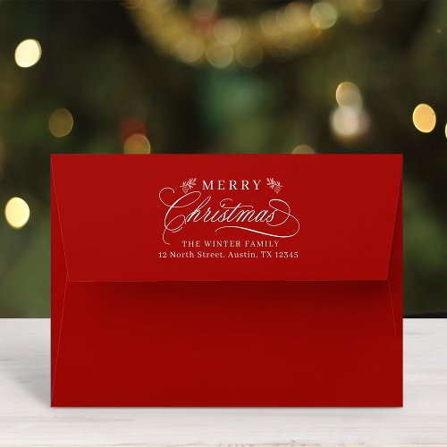 Romantic Merry Christmas Return Address Red Envelope