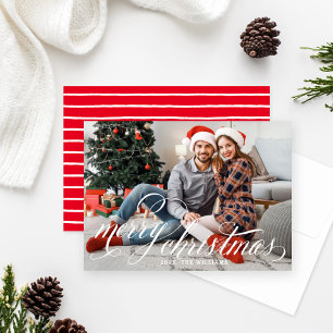 Romantic Merry Christmas Script Photo Holiday Card