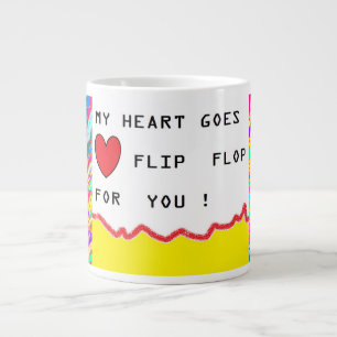 Romantic message and art about hearts giant coffee mug