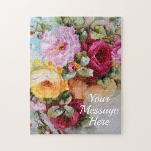 Romantic Message Custom Greeting Hand Painted Rose Jigsaw Puzzle