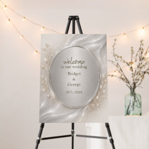 Romantic metallic Silver Oval Wedding Botanicals Foam Board