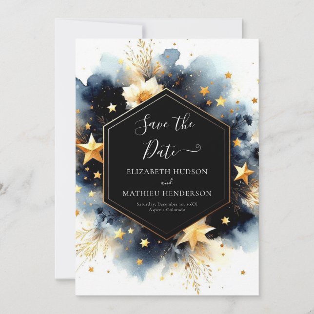 Romantic Minimal Celestial Wedding Save The Date (Front)