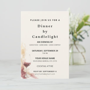 Romantic Minimalist Dinner by Candlelight Birthday Invitation